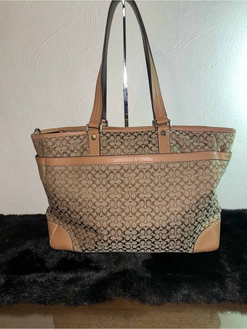 Coach Brown and Beige Signature Canvas Tote - Picture 2 of 14